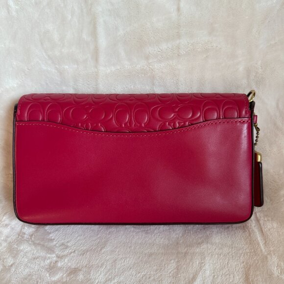 NWOT! Coach Dinky Signature Convertible Shoulder Bag In Bright Cherry Leather - Picture 5 of 15